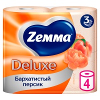 Туалетная бумага Zemma Deluxe Персик 3 слоя (4шт)