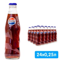 Напиток Pepsi-Cola / Пепси Кола импорт 0.25 литра, стекло, 24 шт. в уп.