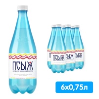 Вода Псыж 0.75 литра, газ, пэт, 6 шт. в уп.