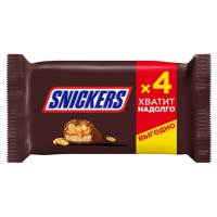 Шоколадный батончик Snickers 40 гр. 4 шт. в уп.	