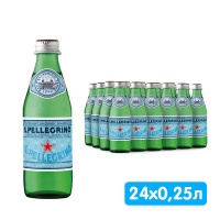Вода Сан Пеллегрино / San Pellegrino 0.25 литра, газ, стекло, 24 шт. в уп.