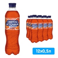 Напиток Святой Источник со вкусом красный апельсин 0.5 литра, газ, пэт, 12 шт. в уп.