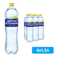 Вода Святой источник с ароматом лимона и лайма 1.5 литра, газ, пэт, 6 шт. в уп.