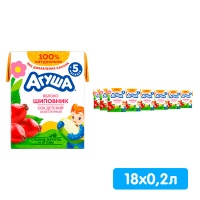 Сок Агуша яблоко-шиповник 0.2 литра, 18 шт. в уп.