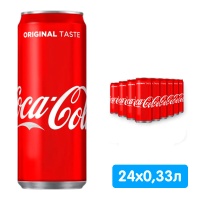 Coca-cola / Кока Кола импорт 0.33 литра, ж/б, 24 шт. в уп.