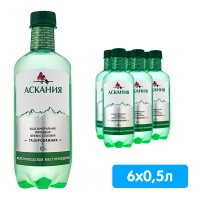 Вода Аскания / Ascania 0.5 литра, газ, пэт, 6 шт. в уп.