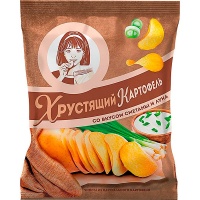 Чипсы Хрустящий картофель в ломтиках со вкусом сметаны и лука 70 гр