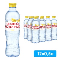 Вода Святой Источник со вкусом лимона 0.5 литра, без газа, пэт, 12 шт. в уп.