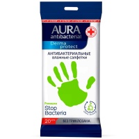 Влажные салфетки Aura антибактериальные с ромашкой 20 шт