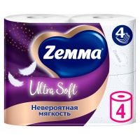 Туалетная бумага Zemma Ultra Sof белая 4х-слойная (4шт.)
