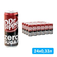 Напиток Доктор Пеппер / Dr.Pepper Zero импорт 0.33 литра, ж/б, 24 шт. в уп.