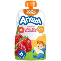 Пюре Агуша фруктовое Яблоко-клубника-малина с 6 месяцев 90 гр