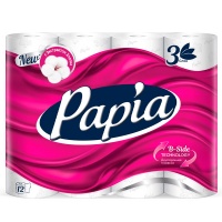 Туалетная бумага Papia белая 3 слоя (12шт)
