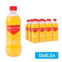 Напиток Спортиния / Sportinia L-Carnitine Ананас 0.5 литра, без газа, пэт, 12 шт. в уп.