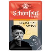 Сыр Schonfeld Швейцарский Маасдам полутвердый, нарезка 48% 125 гр