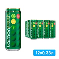 Напиток Лаймон Фрэш / Laimon Fresh Sleek 0.33 литра, среднегазированный, ж/б, 12 шт. в уп.