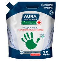 Жидкое мыло Aura антибактериальный эффект алоэ 2.5 литра