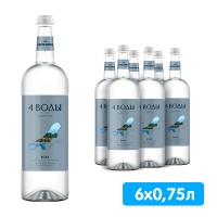 Вода 4 воды Абрау-Дюрсо виноградная 0.75 литра, газ, стекло, 6 шт. в уп.