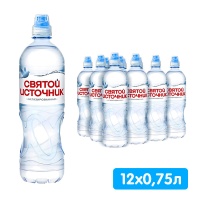 Вода Святой Источник 0.75 литра, спорт, без газа, пэт, 12 шт. в уп.