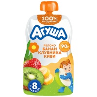 Пюре Агуша фруктовое Яблоко-Банан-Клубника-Киви с 8 месяцев 90 гр