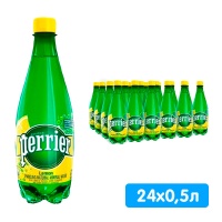 Вода Perrier со вкусом лимона 0.5 литра, газ, пэт, 24 шт. в уп.