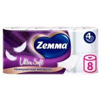 Туалетная бумага Zemma Ultra Sof белая 4х-слойная (8шт.)