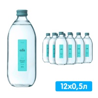 Вода Edis родниковая 0.5 литра, газ, стекло, 12 шт. в уп.