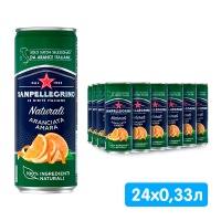 Напиток Сан Пеллегрино / San Pellegrino Aranciata Amara с соком горького апельсина 0.33 литра, газ, ж/б, 24 шт. в уп.