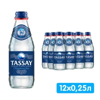 Вода Тассай / Tassay 0.25 литра, газ, стекло, 12 шт. в уп.