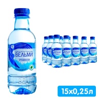 Вода Вельми 0.25 литра, без газа, пэт, 15 шт. в уп.