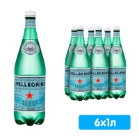 Вода Сан Пеллегрино / San Pellegrino 1 литр, газ, пэт, 6 шт. в уп.
