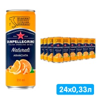 Напиток San Pellegrino апельсин 0.33 литра, газ, ж/б, 24 шт. в уп.