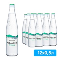 Вода Аква Дью / Aqua Dew 0.5 литра, газ, стекло, 12 шт. в уп.