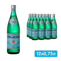 Вода Сан Пеллегрино / San Pellegrino 0.75 литра, газ, стекло, 12 шт. в уп.