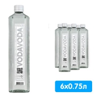 Вода VodaVoda 0,75 литра, без газа, стекло, 6 шт. в уп.
