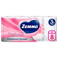 Туалетная бумага Zemma Deluxe Орхидея 3 слоя (8шт)