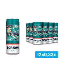 Вода Боржоми / Borjomi 0.33 литра, газ, ж/б, 12 шт. в уп.