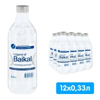 Вода Legend of Baikal 0.33 литра, газ, стекло, 12 шт. в уп.