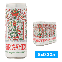 Напиток с соком Оригамика / Origamika Яблочный шорли грейпфрут-пихта, 0.33 литра, газ, ж/б, 8 шт. в уп.