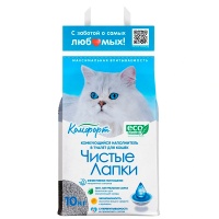 Наполнитель комкующийся бентонитовый Чистые Лапки Комфорт 10 кг