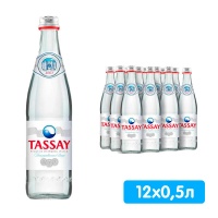 Вода Тассай / Tassay 0.5 литра, без газа, стекло, 12 шт. в уп.