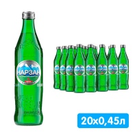 Вода Нарзан 0.45 литра, газ, стекло, 20 шт. в уп.