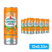 Напиток Limonati by Borjomi с соком мандарина, газ, ж/б, 0.33 литра, 12 шт. в уп.