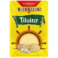 Сыр Columbus Тильзитер полутвердый, нарезка 45% 125 гр