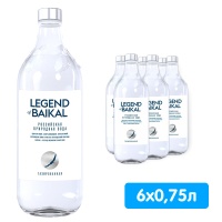 Вода Legend of Baikal 0.75 литра, газ, стекло, 6 шт. в уп.