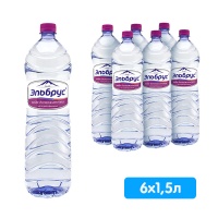 Вода Эльбрус / Elbrus 1.5 литра, без газа, пэт, 6 шт. в уп.