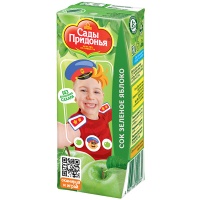 Сок Сады придонья зеленое яблоко 0.2 литра, 27 шт. в уп.