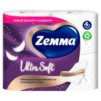 Туалетная бумага Zemma Ultra Sof белая 4х-слойная (4шт.)